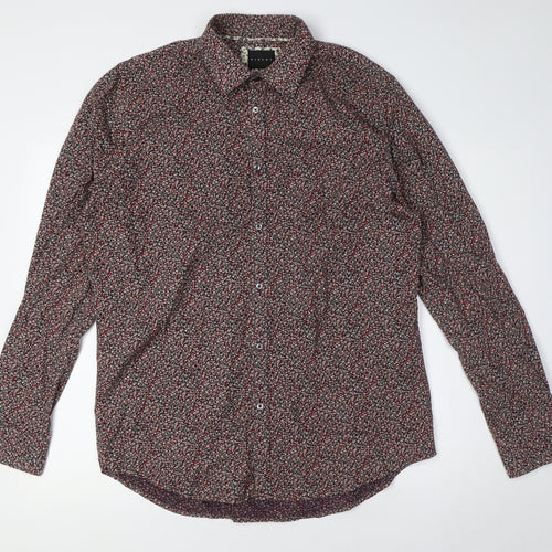 Sisley Mens Multicoloured Floral Cotton Button-Up Size XL Collared Button