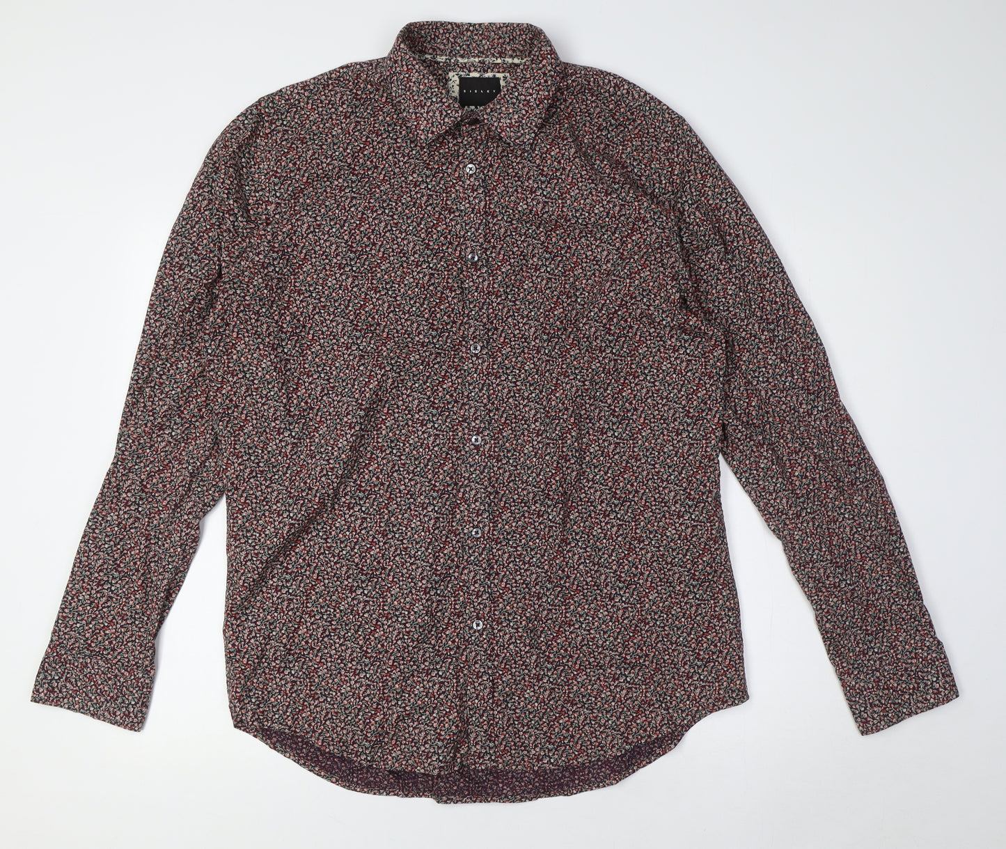 Sisley Mens Multicoloured Floral Cotton Button-Up Size XL Collared Button