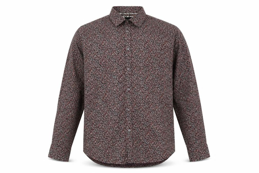 Front view of Sisley men’s multicoloured floral cotton button-up, size XL, collared button