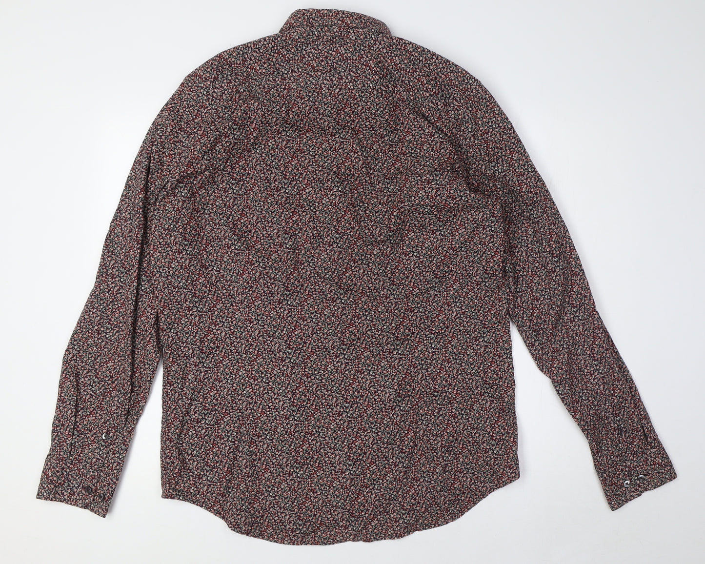 Sisley Mens Multicoloured Floral Cotton Button-Up Size XL Collared Button