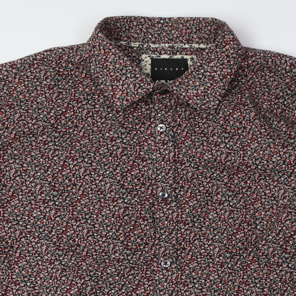 Sisley Mens Multicoloured Floral Cotton Button-Up Size XL Collared Button