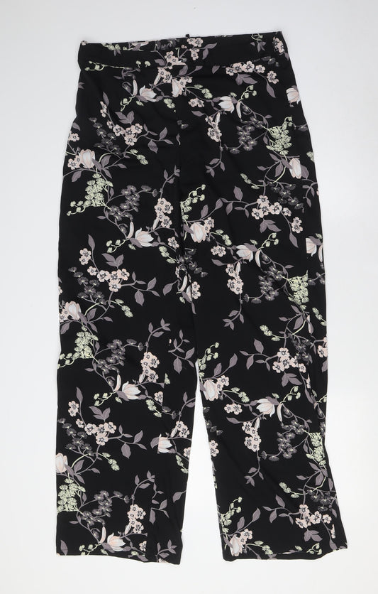 Therapy Womens Black Floral Polyester Trousers Size 14 L31 in Regular Zip