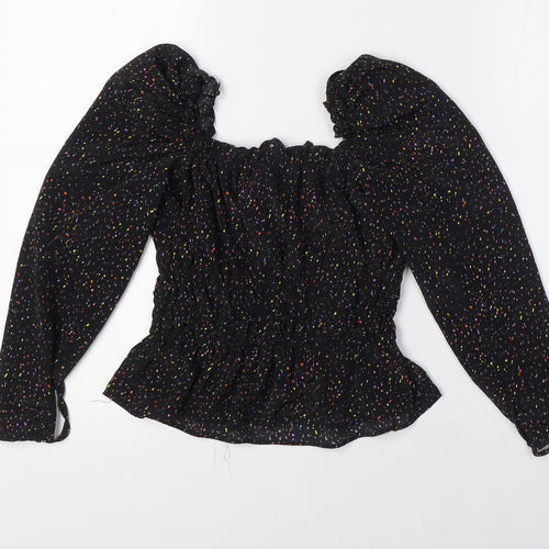 Topshop Womens Multicoloured Polyester Basic Blouse Size 4 Scoop Neck - Smocked Top