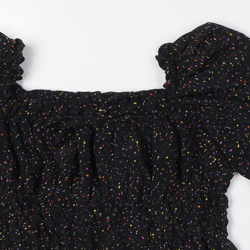 Topshop Womens Multicoloured Polyester Basic Blouse Size 4 Scoop Neck - Smocked Top
