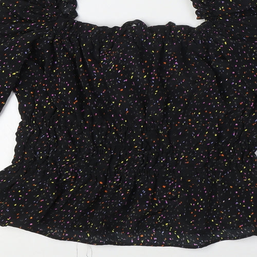 Topshop Womens Multicoloured Polyester Basic Blouse Size 4 Scoop Neck - Smocked Top
