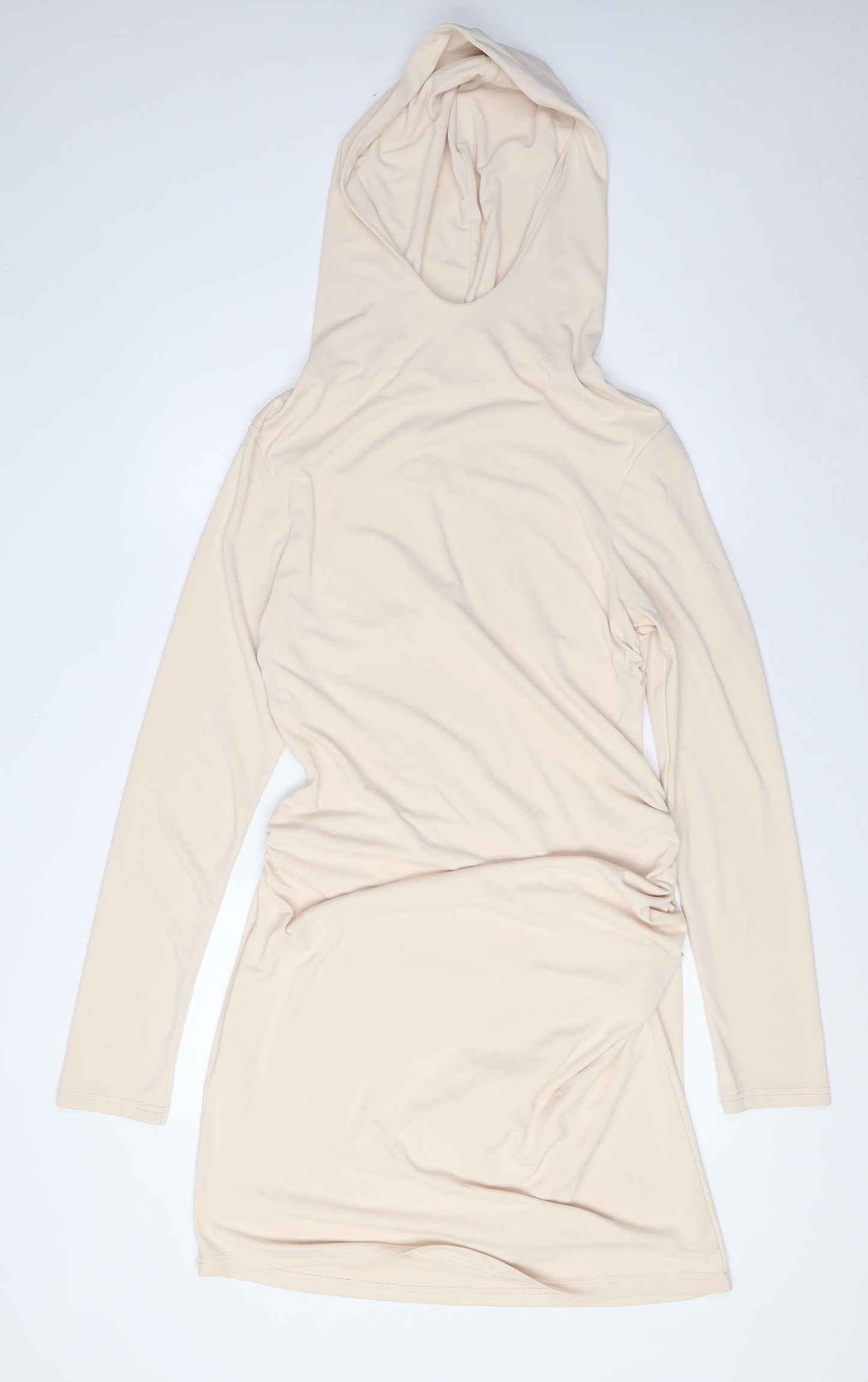 Zara Womens Beige Polyester A-Line Size XL Mock Neck - Hood, Open Back