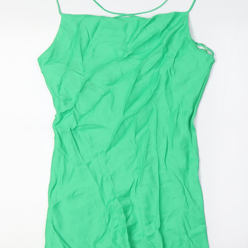 Zara Womens Green Viscose A-Line Size M Scoop Neck
