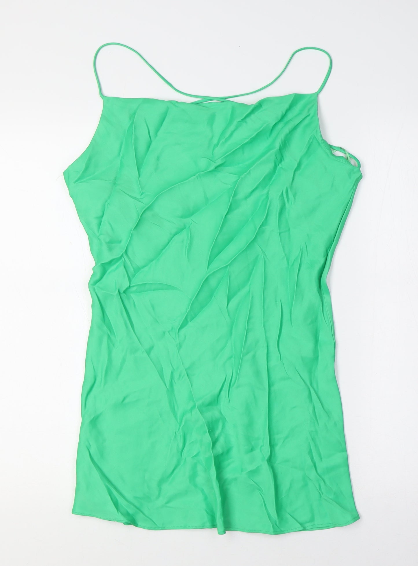 Zara Womens Green Viscose A-Line Size M Scoop Neck