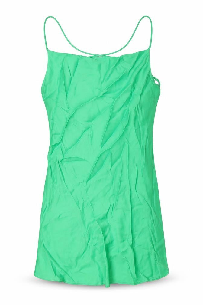Front view of Zara women’s green viscose a-line, size M, scoop neck