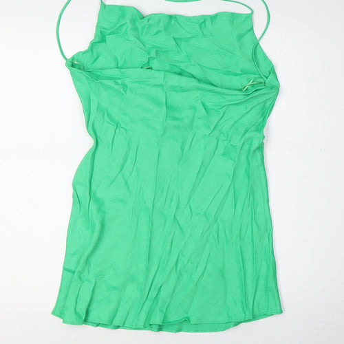 Zara Womens Green Viscose A-Line Size M Scoop Neck