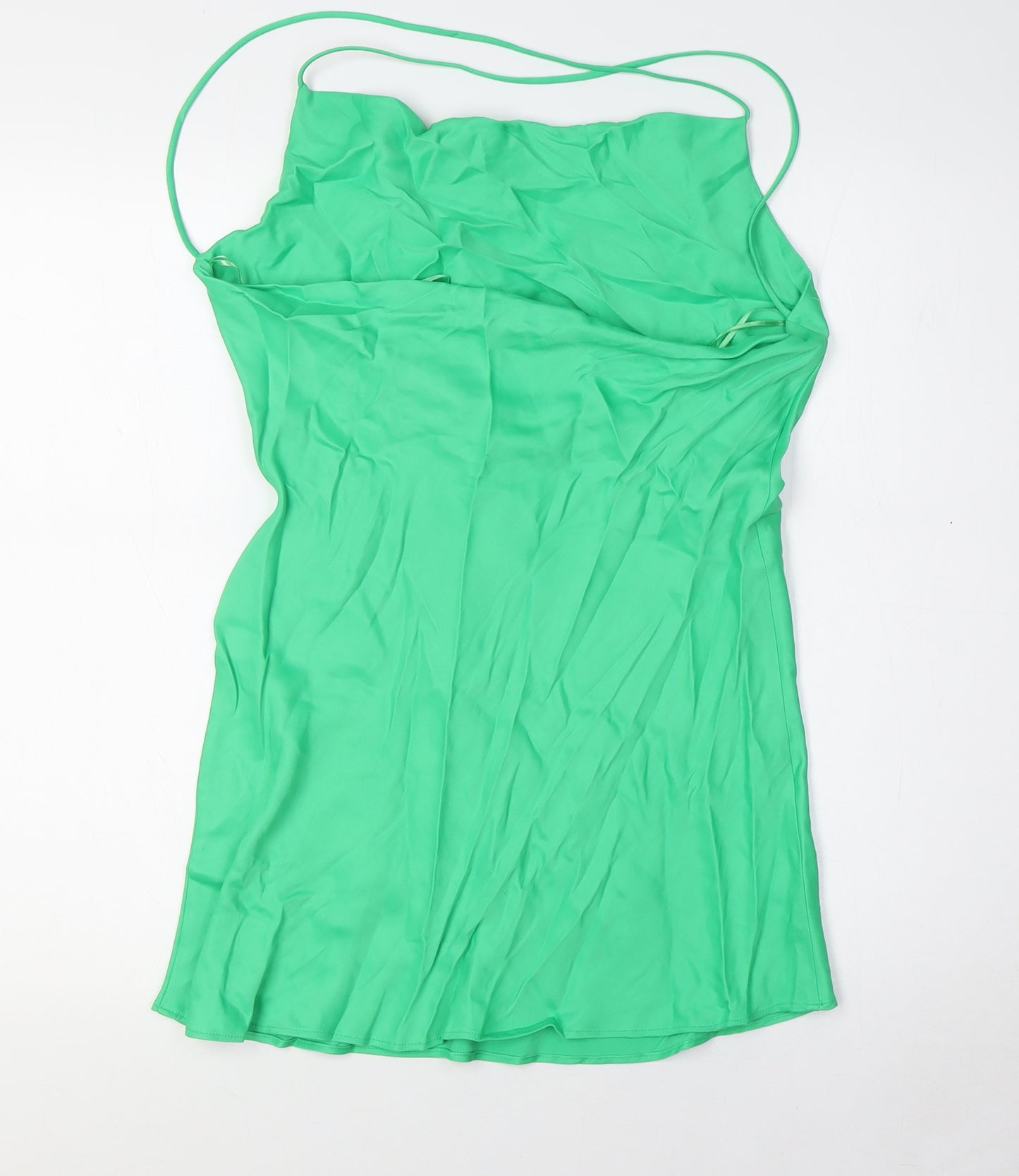 Zara Womens Green Viscose A-Line Size M Scoop Neck