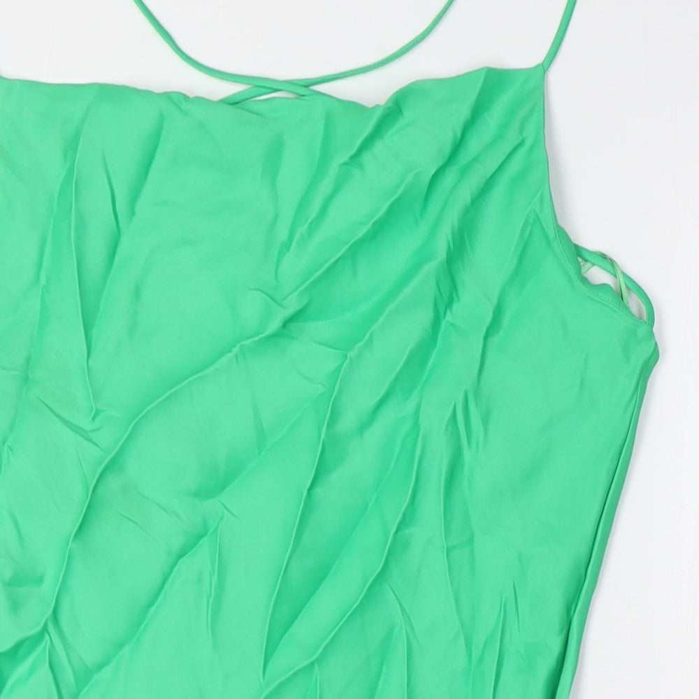 Zara Womens Green Viscose A-Line Size M Scoop Neck