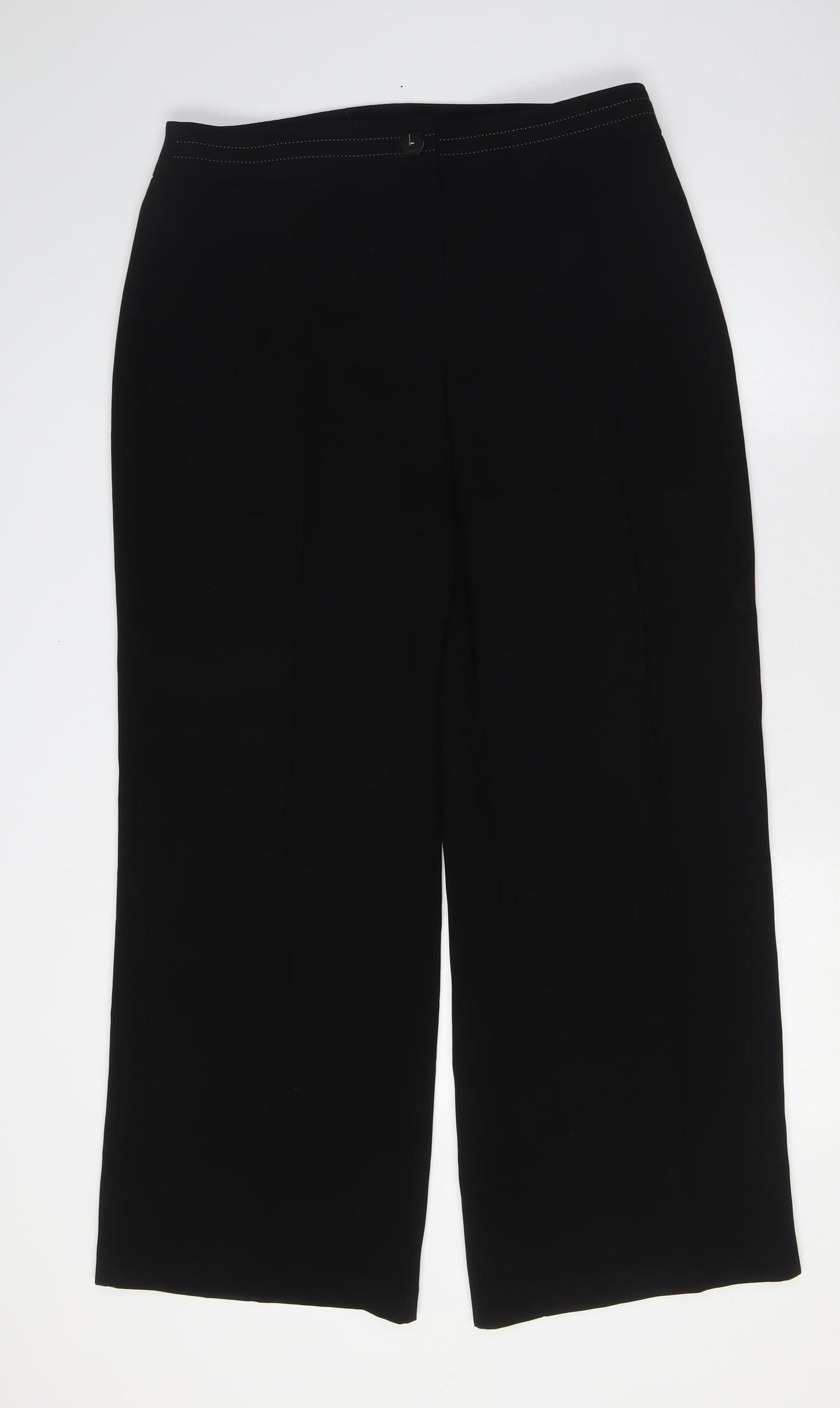 Marks and Spencer Womens Black Polyester Trousers Size 14 L31 in Regular Zip