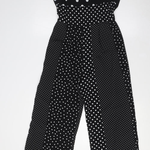 Miss Selfridge Womens Black Polka Dot Polyester Jumpsuit One-Piece Size 10 L28 in