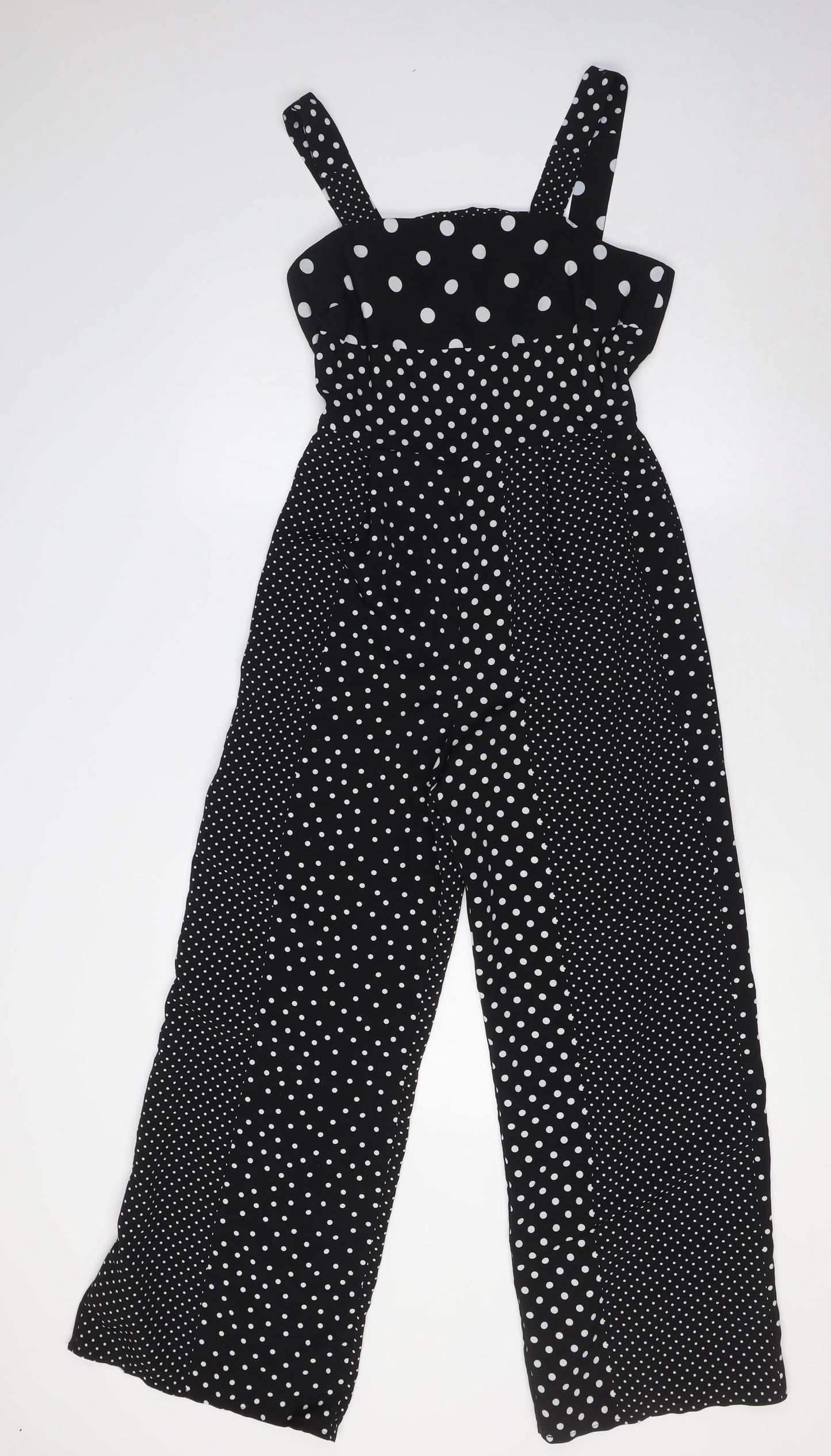 Miss Selfridge Womens Black Polka Dot Polyester Jumpsuit One-Piece Size 10 L28 in