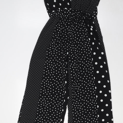 Miss Selfridge Womens Black Polka Dot Polyester Jumpsuit One-Piece Size 10 L28 in