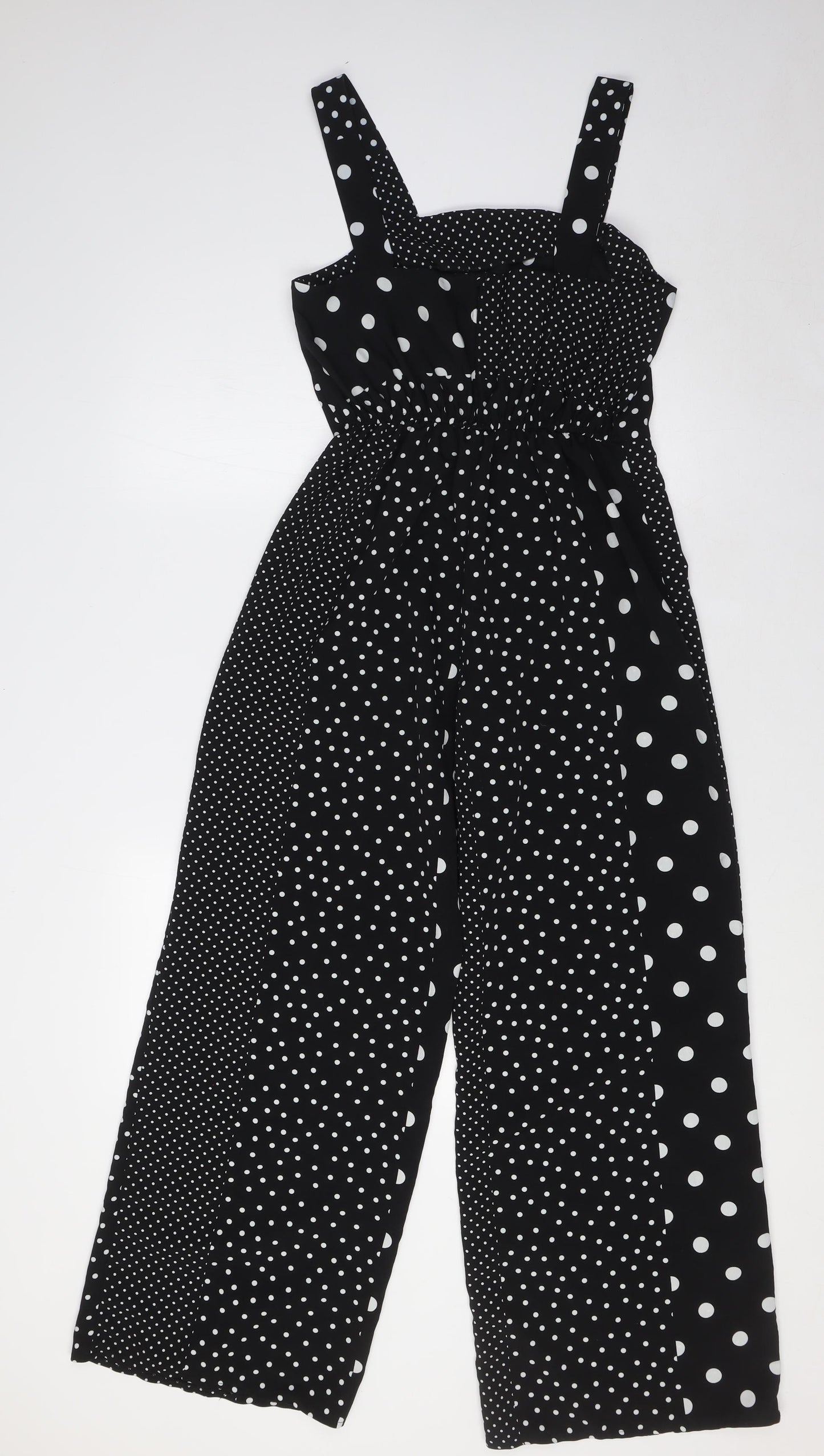 Miss Selfridge Womens Black Polka Dot Polyester Jumpsuit One-Piece Size 10 L28 in