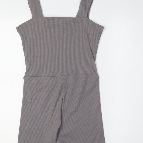 PUMA Womens Grey Cotton Playsuit One-Piece Size XS L5 in - Ribbed