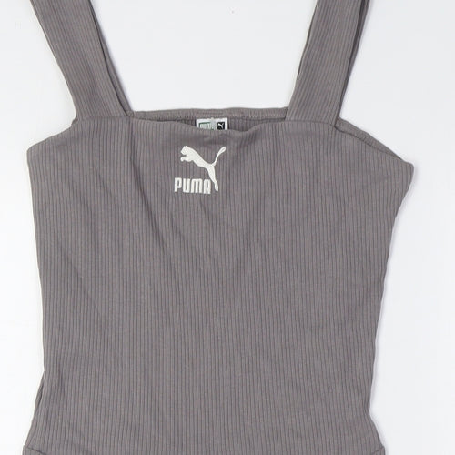 PUMA Womens Grey Cotton Playsuit One-Piece Size XS L5 in - Ribbed