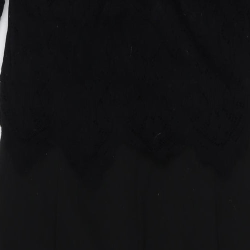 Jacques Vert Womens Black Polyester Jumpsuit One-Piece Size 14 L28 in Zip - Lace Overlay Top