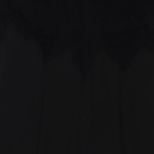 Jacques Vert Womens Black Polyester Jumpsuit One-Piece Size 14 L28 in Zip - Lace Overlay Top