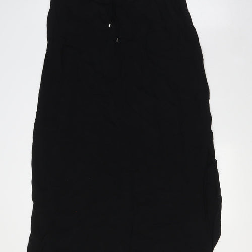 New Look Womens Black Viscose A-Line Skirt Size 8 Tie - Elasticated Waist
