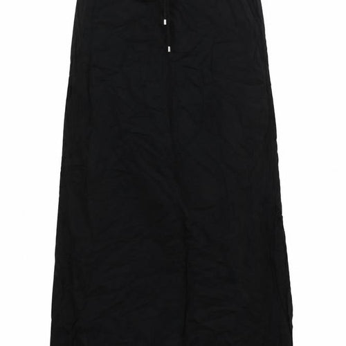 New Look Womens Black Viscose A-Line Skirt Size 8 Tie - Elasticated Waist