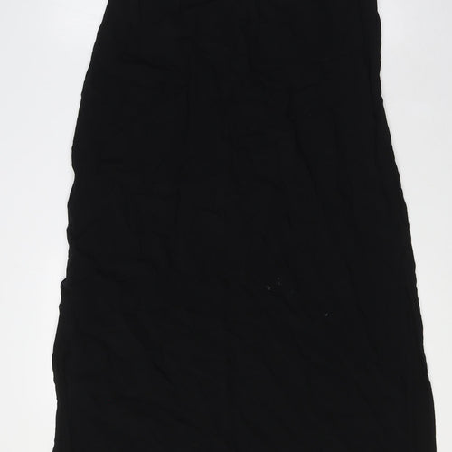 New Look Womens Black Viscose A-Line Skirt Size 8 Tie - Elasticated Waist
