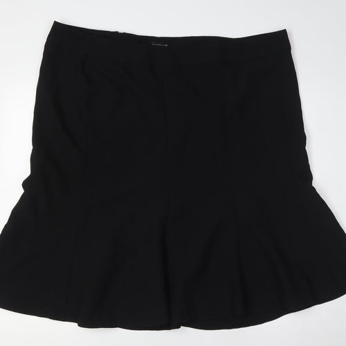 essence Womens Black Polyester A-Line Skirt Size 22 Zip