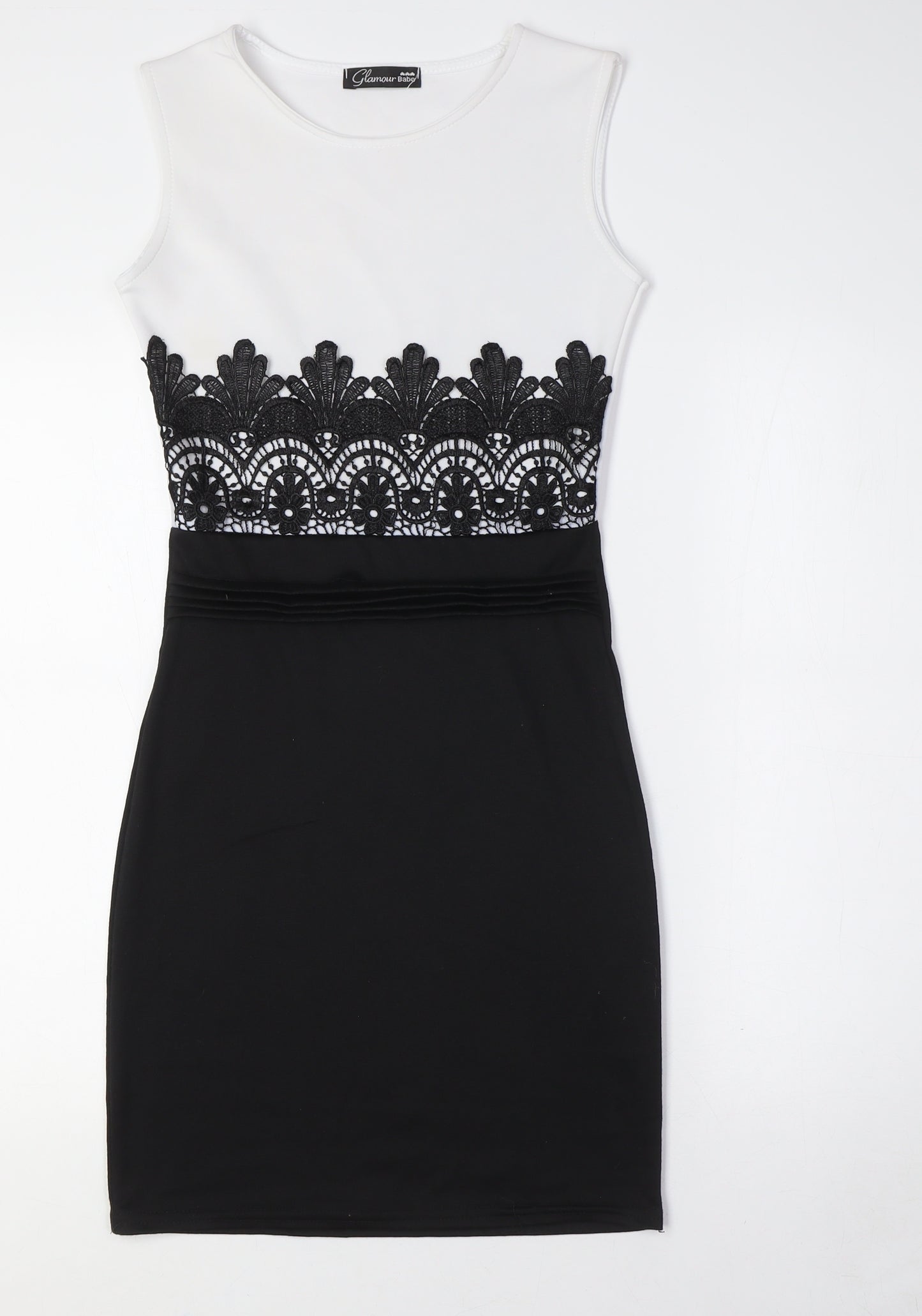 Glamour Babe Womens Black Polyester Pencil Dress Size 8 Round Neck - Lace Waist
