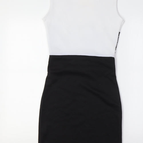 Glamour Babe Womens Black Polyester Pencil Dress Size 8 Round Neck - Lace Waist