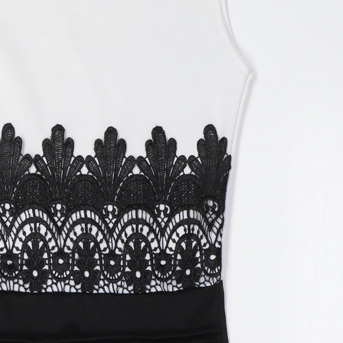 Glamour Babe Womens Black Polyester Pencil Dress Size 8 Round Neck - Lace Waist