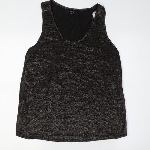 NEXT Womens Black Viscose Basic Tank Size 14 Round Neck - Gold Fleck