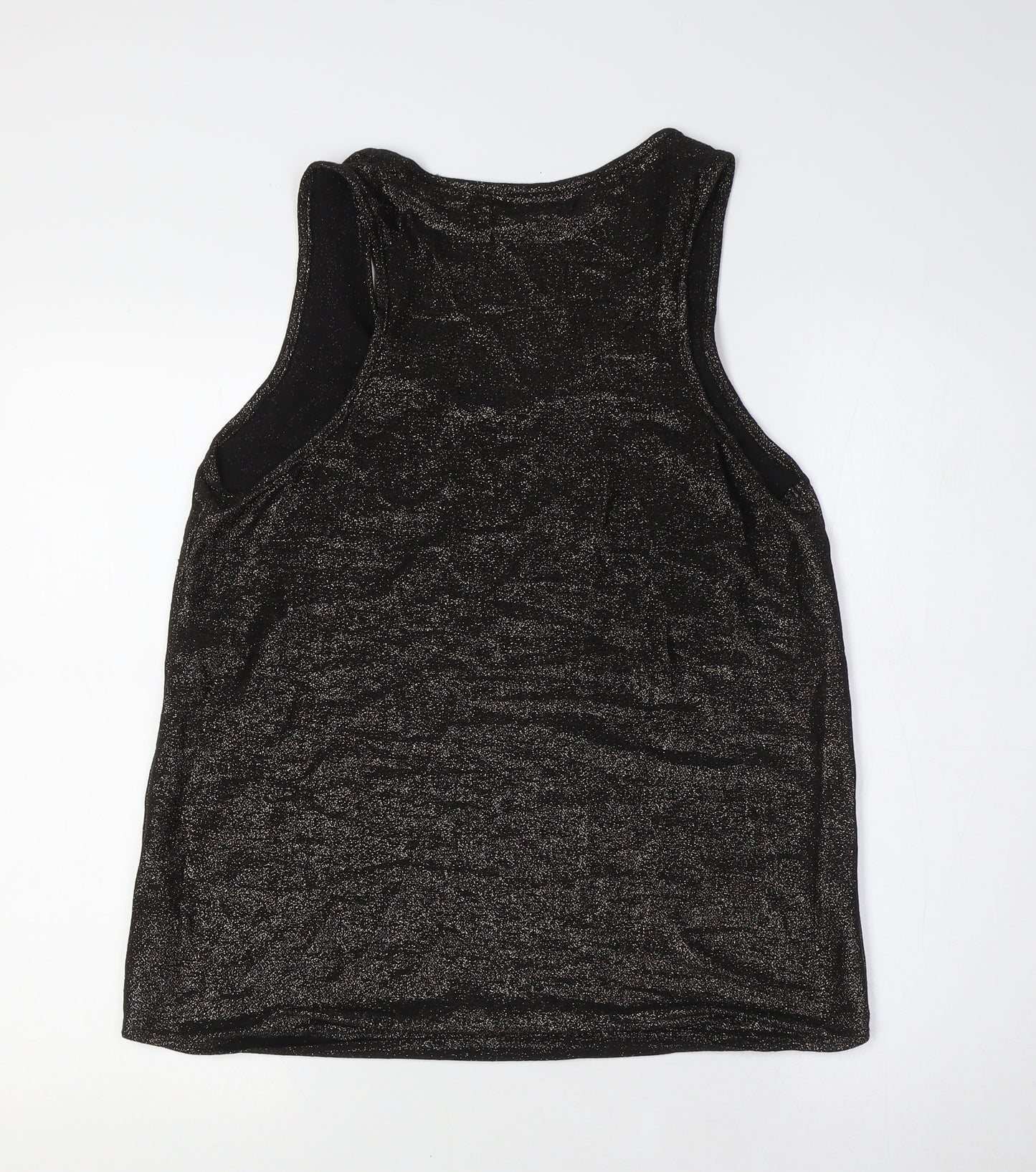 NEXT Womens Black Viscose Basic Tank Size 14 Round Neck - Gold Fleck