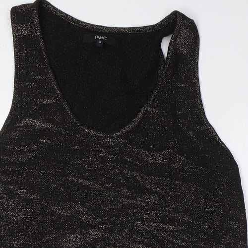 NEXT Womens Black Viscose Basic Tank Size 14 Round Neck - Gold Fleck