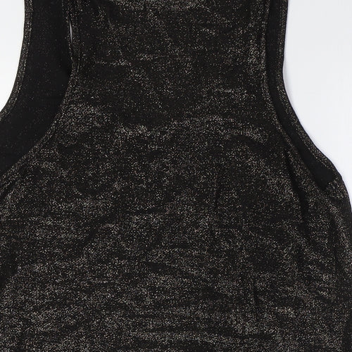 NEXT Womens Black Viscose Basic Tank Size 14 Round Neck - Gold Fleck