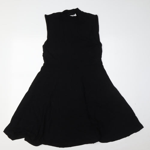Warehouse Womens Black Viscose A-Line Size M Mock Neck