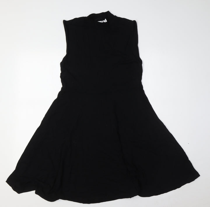 Warehouse Womens Black Viscose A-Line Size M Mock Neck