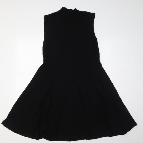 Warehouse Womens Black Viscose A-Line Size M Mock Neck