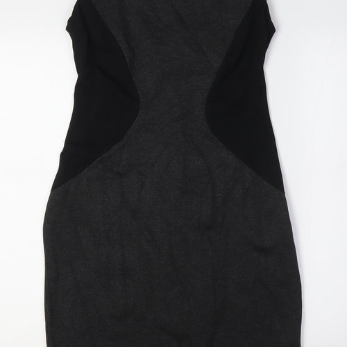 Jacob Womens Black Rayon Bodycon Size S Boat Neck Zip
