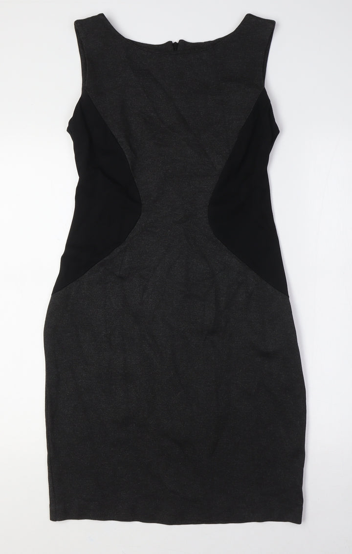 Jacob Womens Black Rayon Bodycon Size S Boat Neck Zip