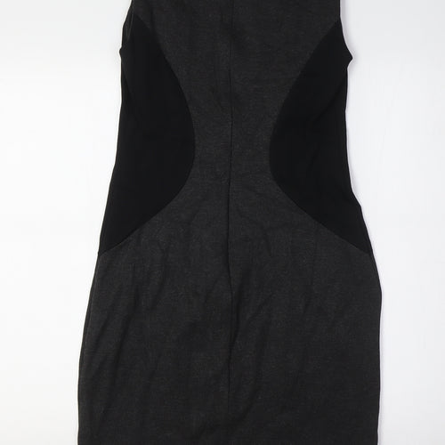 Jacob Womens Black Rayon Bodycon Size S Boat Neck Zip