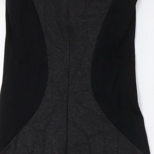 Jacob Womens Black Rayon Bodycon Size S Boat Neck Zip