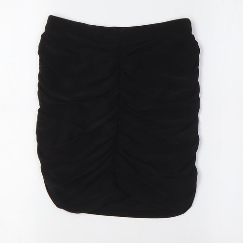 PRETTYLITTLETHING Womens Black Polyester A-Line Skirt Size 8