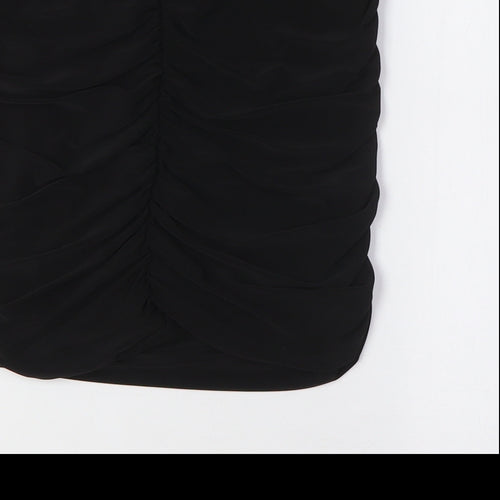 PRETTYLITTLETHING Womens Black Polyester A-Line Skirt Size 8