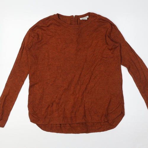 H&M Womens Orange Crew Neck Acrylic Pullover Jumper Size XS - Zip Back