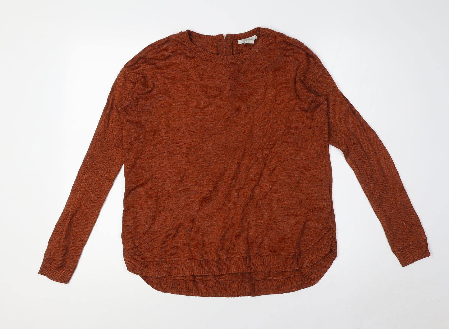 H&M Womens Orange Crew Neck Acrylic Pullover Jumper Size XS - Zip Back