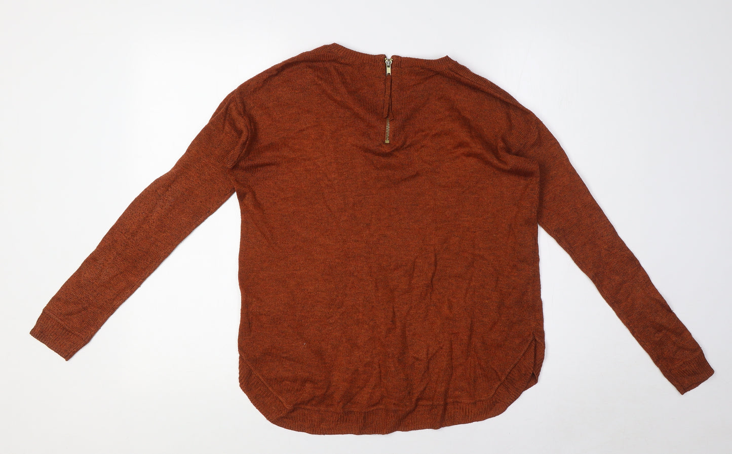 H&M Womens Orange Crew Neck Acrylic Pullover Jumper Size XS - Zip Back