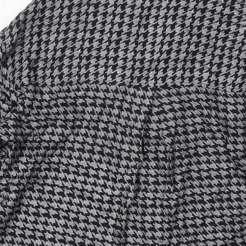 NEXT Womens Black Check Viscose Basic Button-Up Size 6 Collared