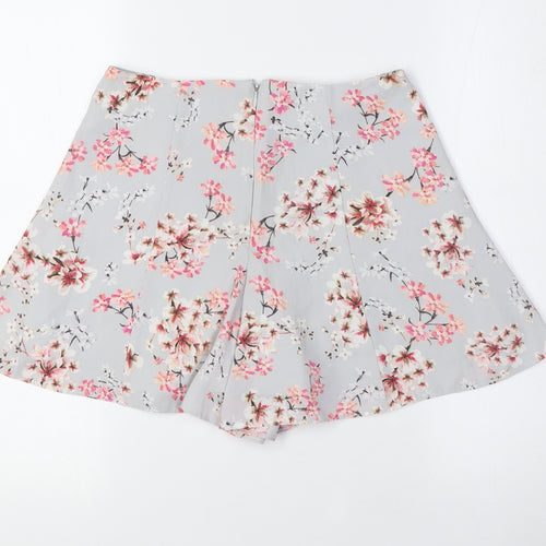 Miss Selfridge Womens Grey Floral Polyester Basic Shorts Size 8 L3 in Regular Zip